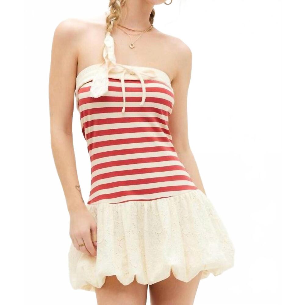 NEW ILLA ILLA americana terry & eyelet bubble dress in red